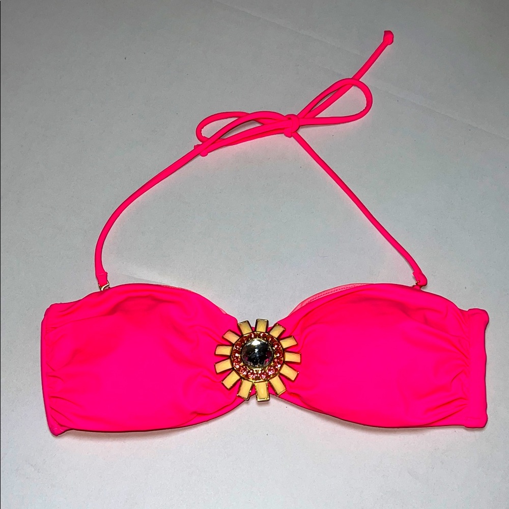 Victoria's Secret Women’s Neon Pink Bikini Top with flower detail M - Picture 9 of 9